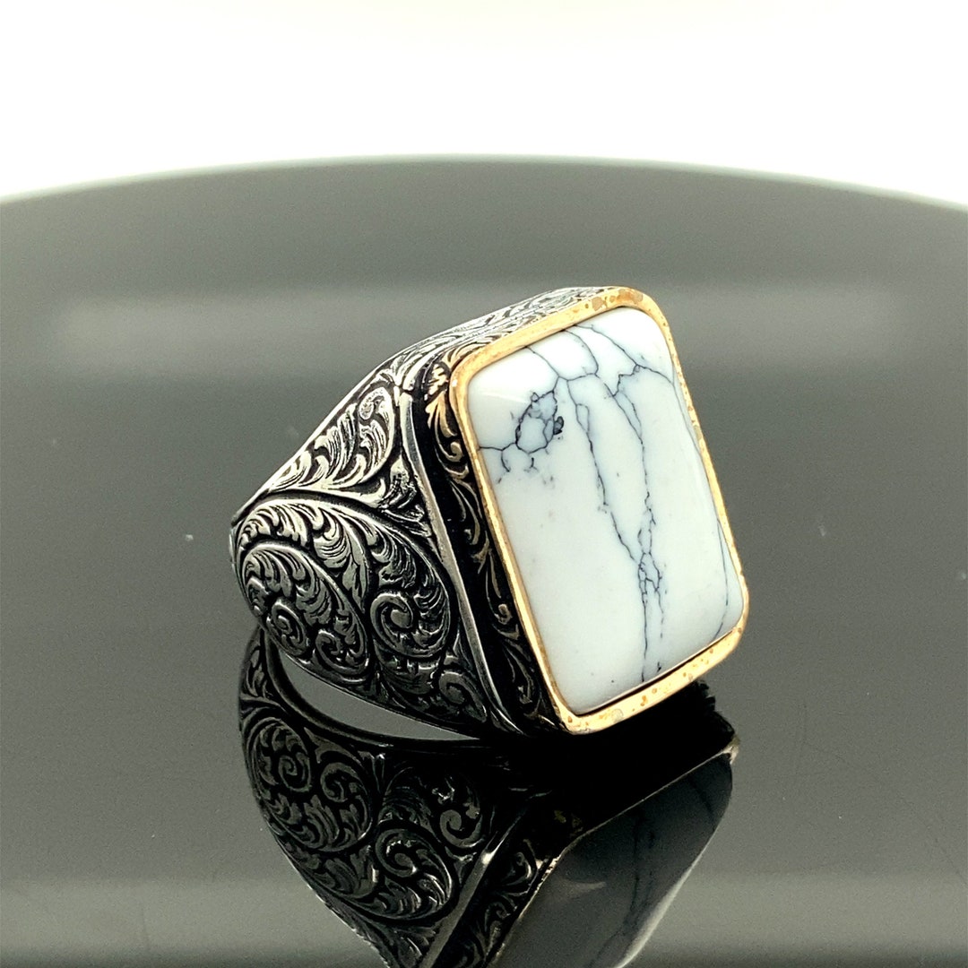 Sterling Silver Ring , White Turquoise Stone, Men Rings , Natural Stone , Handcrafted Ottoman Men Ring , Turkish Handmade , Gift for Him, - Etsy Sterling Silver Ring , White Turquoise Stone, Men Rings , Natural Stone , Handcrafted Ottoman Men Ring , Turkish Handmade , Gift for Him, - Etsy