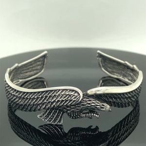 Silver Handmade  Eagle Bracelet , Eagle Cuff Bracelet , Wildlife Eagle ,  Unisex Eagle Bracelet , 925k Sterling Silver Bracelet