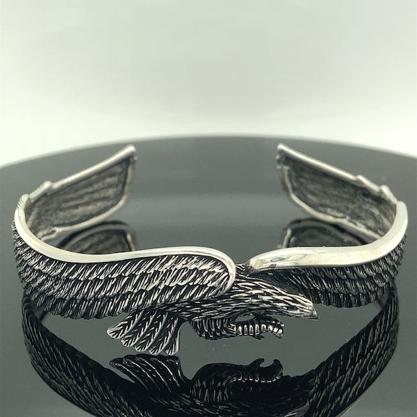Silver Handmade  Eagle Bracelet , Eagle Cuff Bracelet , Wildlife Eagle ,  Unisex Eagle Bracelet , 925k Sterling Silver Bracelet