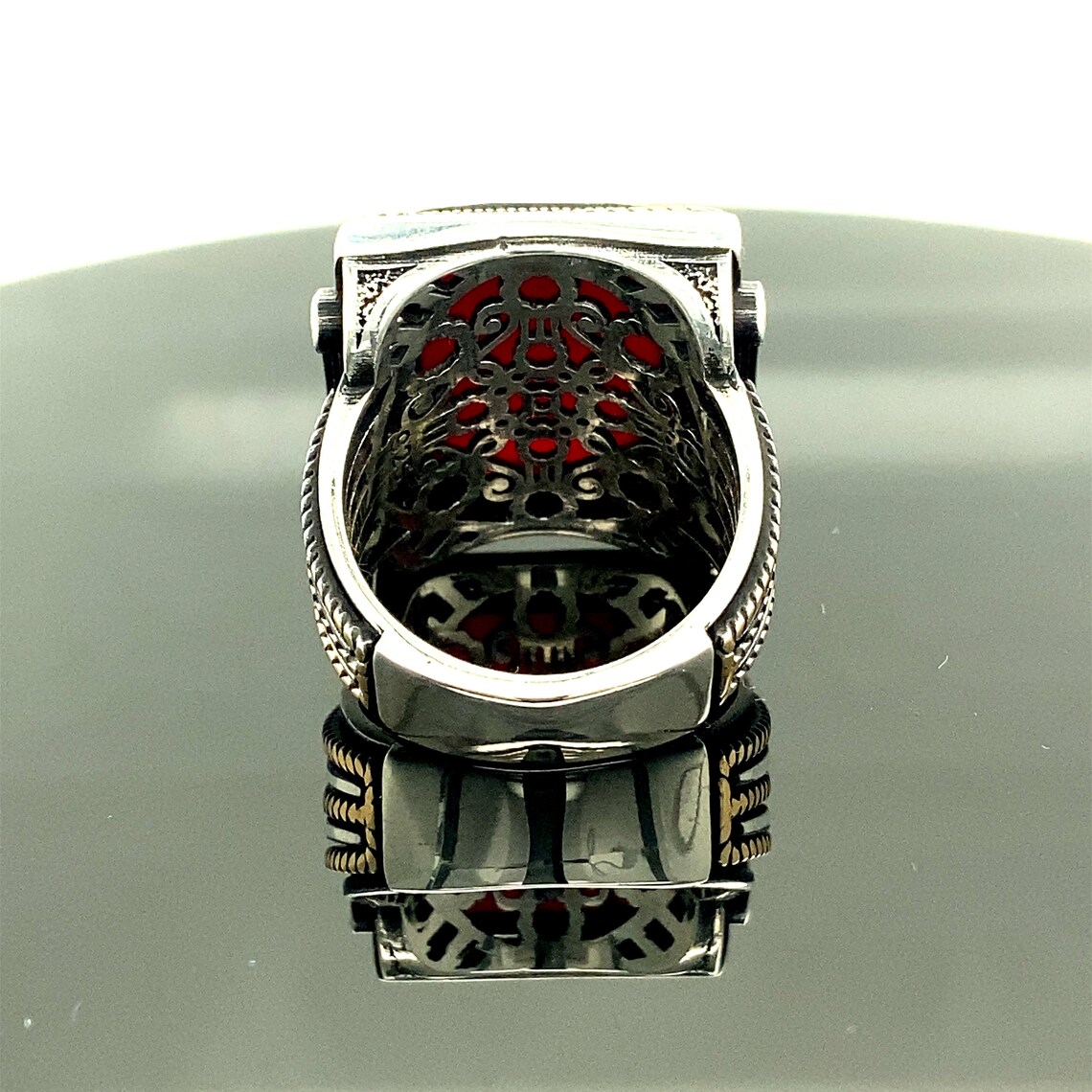 Men Rings Red Stone Ring Zircon Stone Handcrafted Etsy