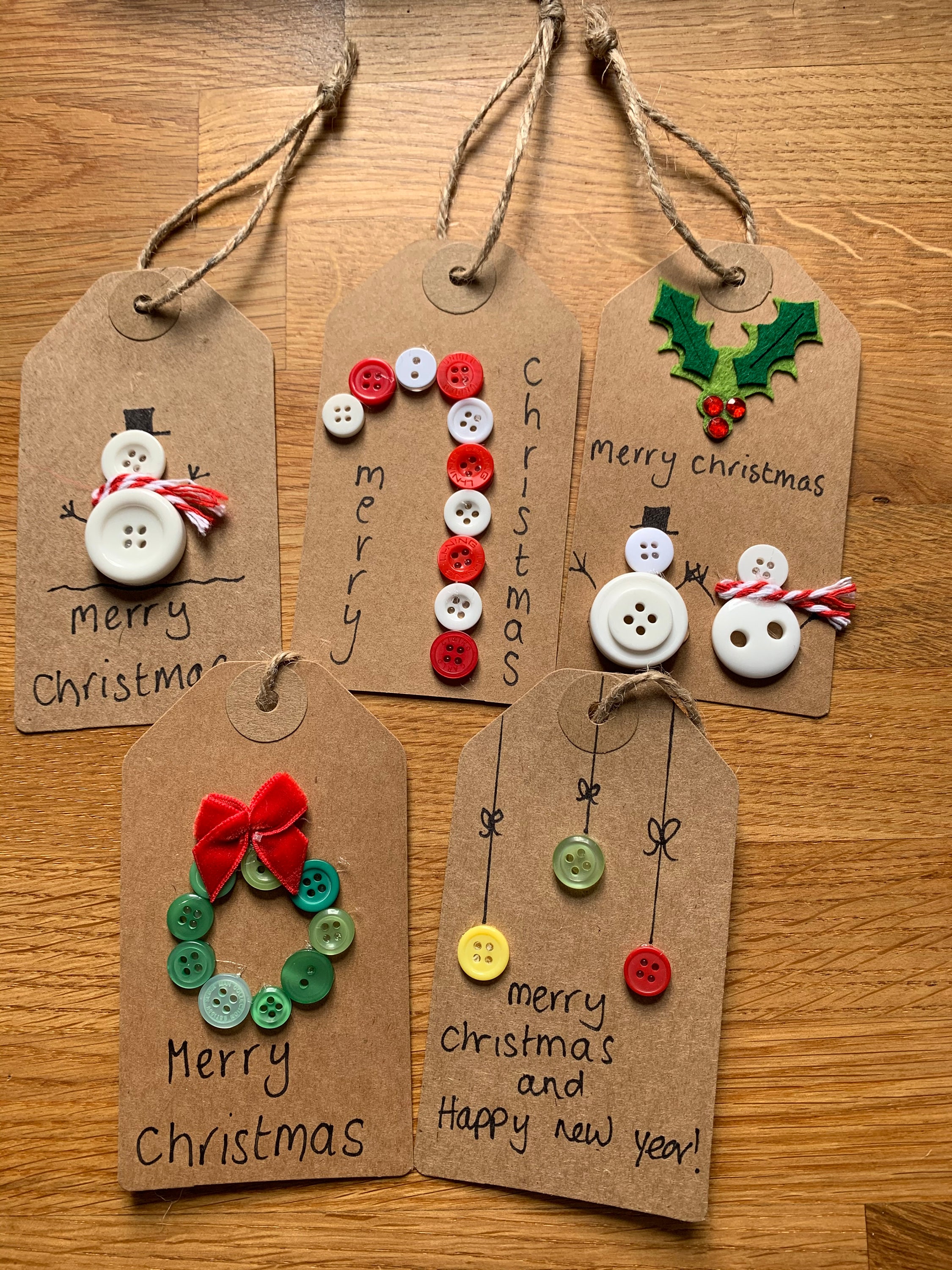 Large Christmas Tags With Button Pictures Etsy UK