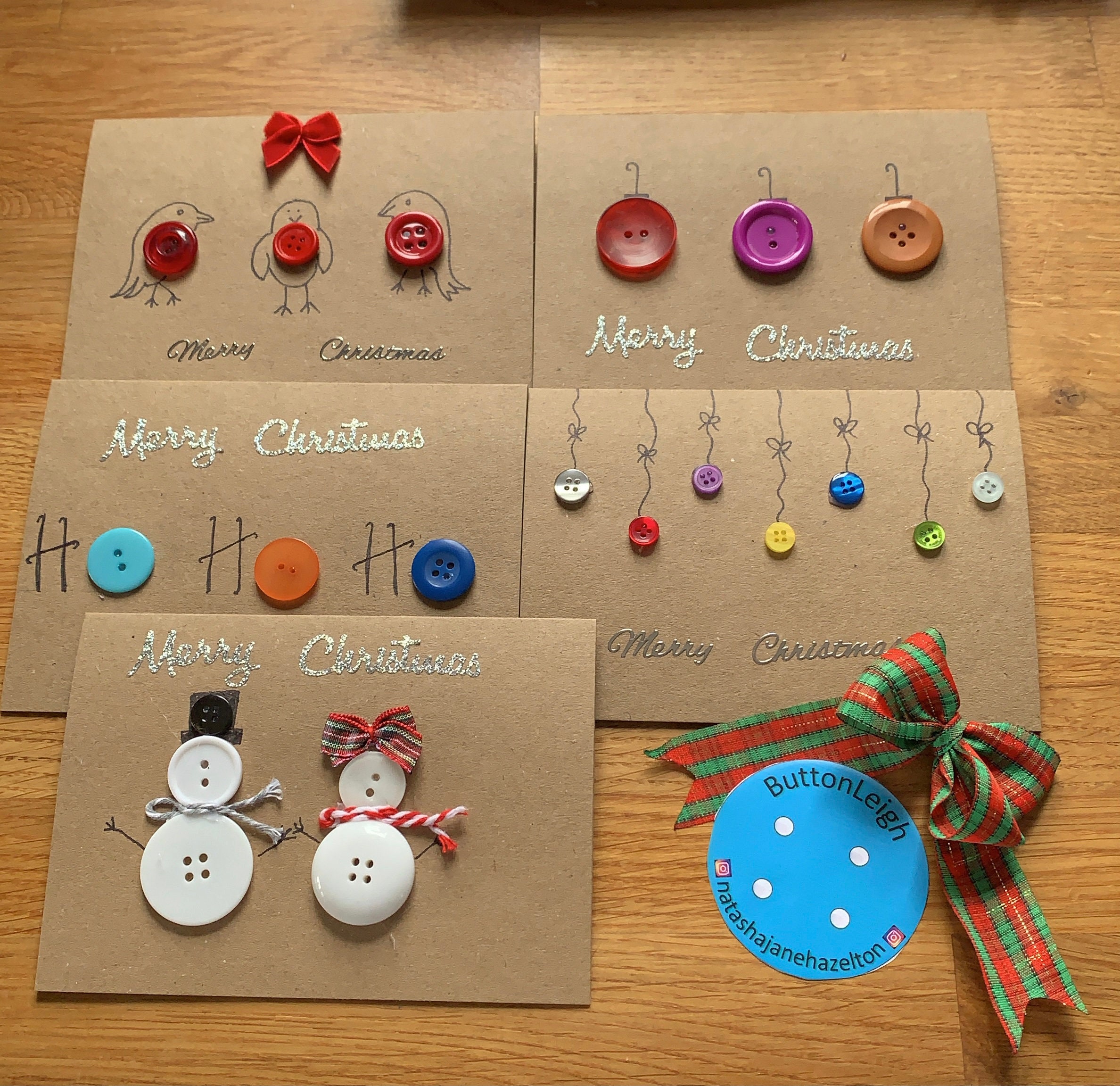 Kerstkaart Met Knopen Handmade Christmas Xmas Cards Button Crafts | My ...