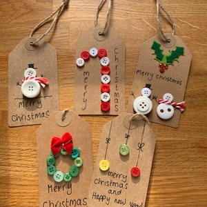 Large Christmas tags with button pictures