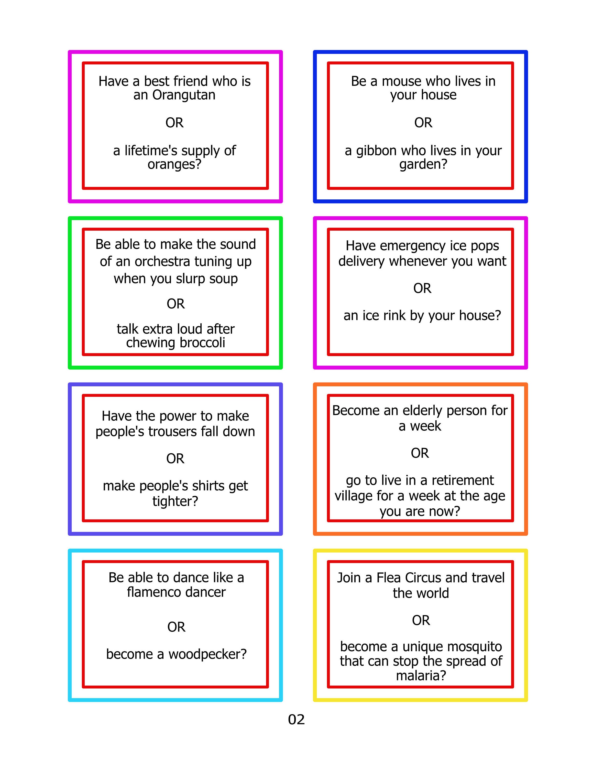 Printable. Would You Rather 80 Hilarious and - Etsy