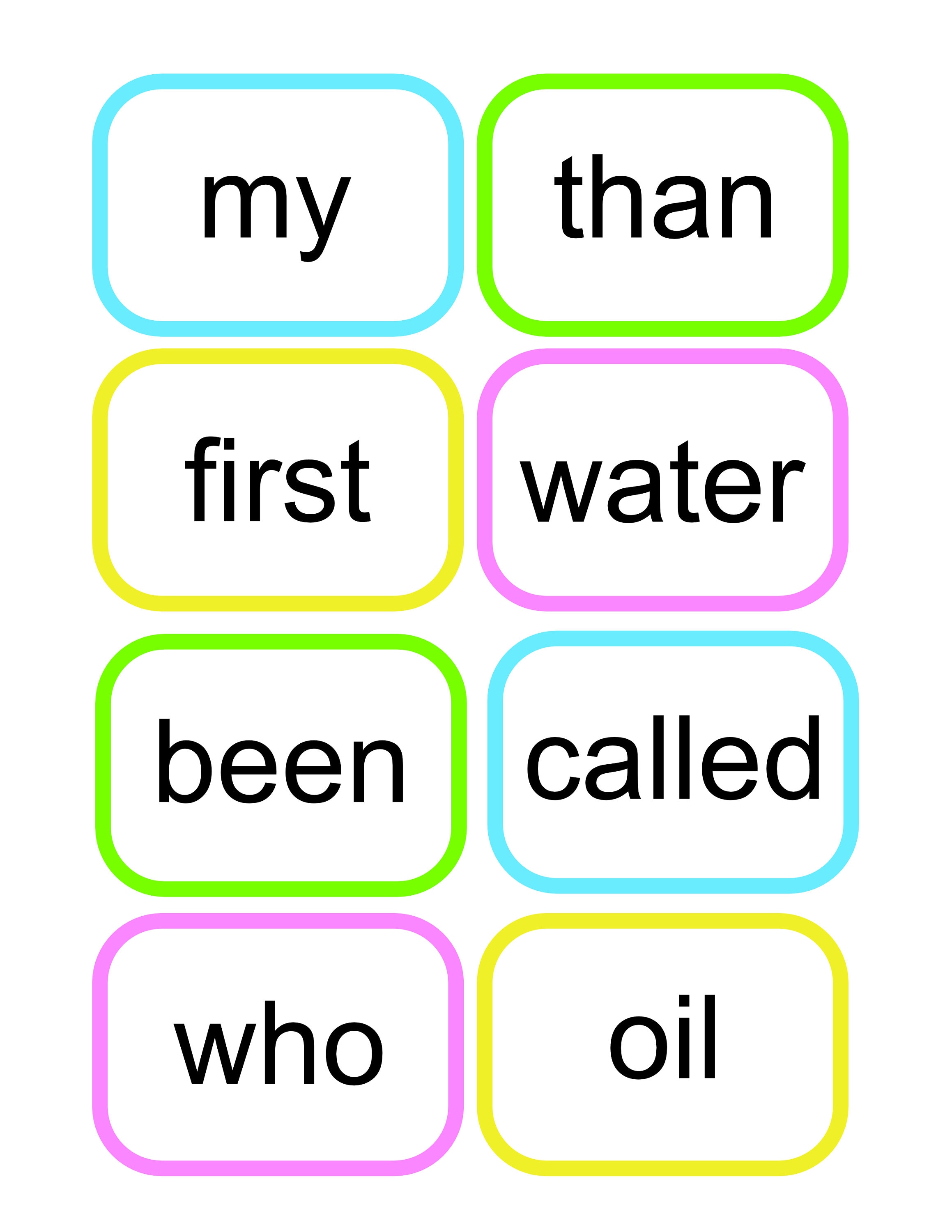 Printable. My First 100 Sight Words. Flash Cards. Kindergarten to First ...