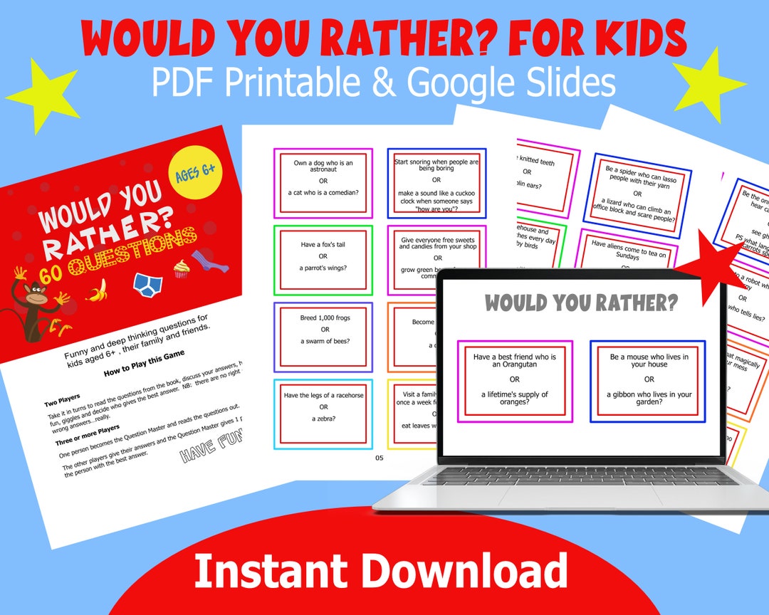 Printable. Would You Rather 80 Hilarious and - Etsy