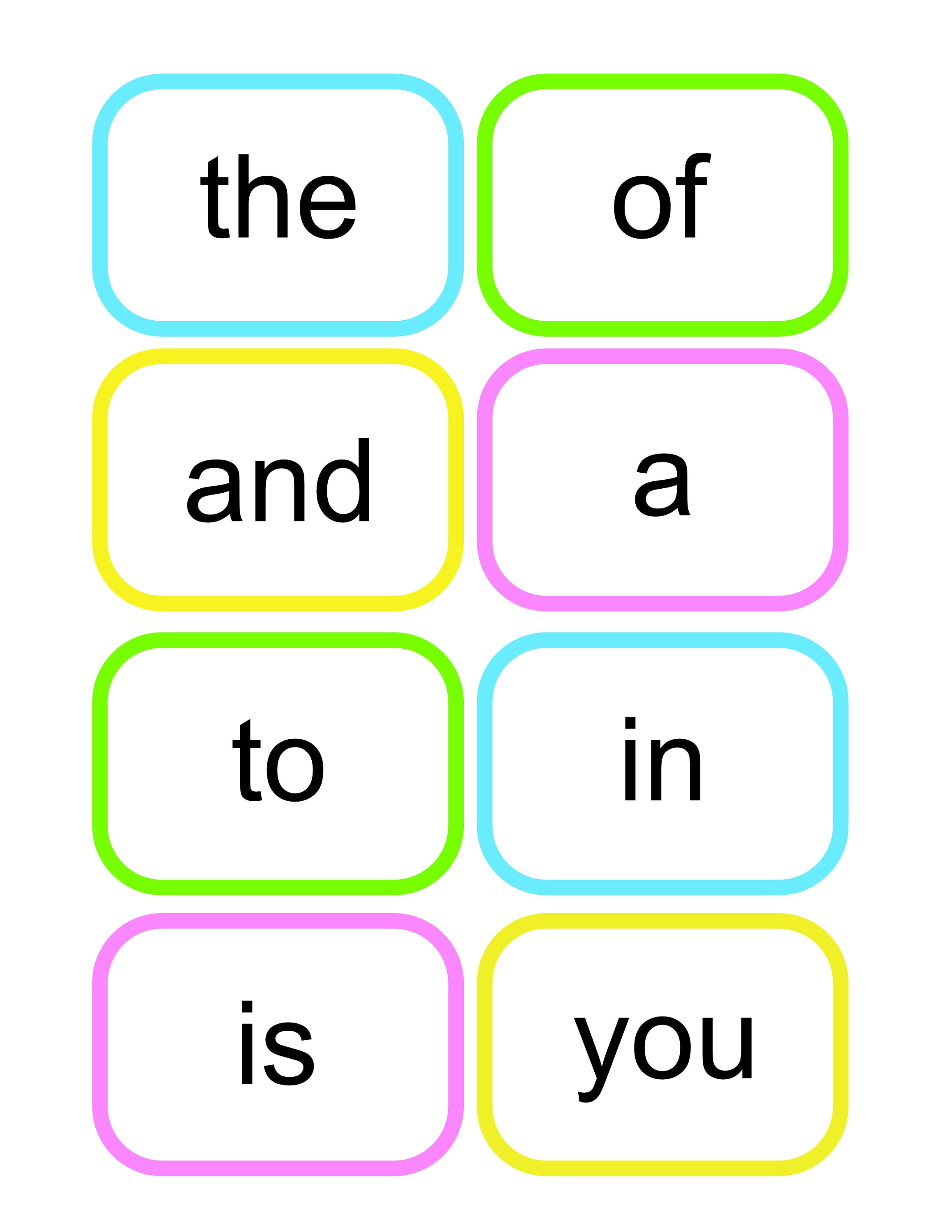 Printable. My First 100 Sight Words. Flash Cards. Kindergarten to First ...