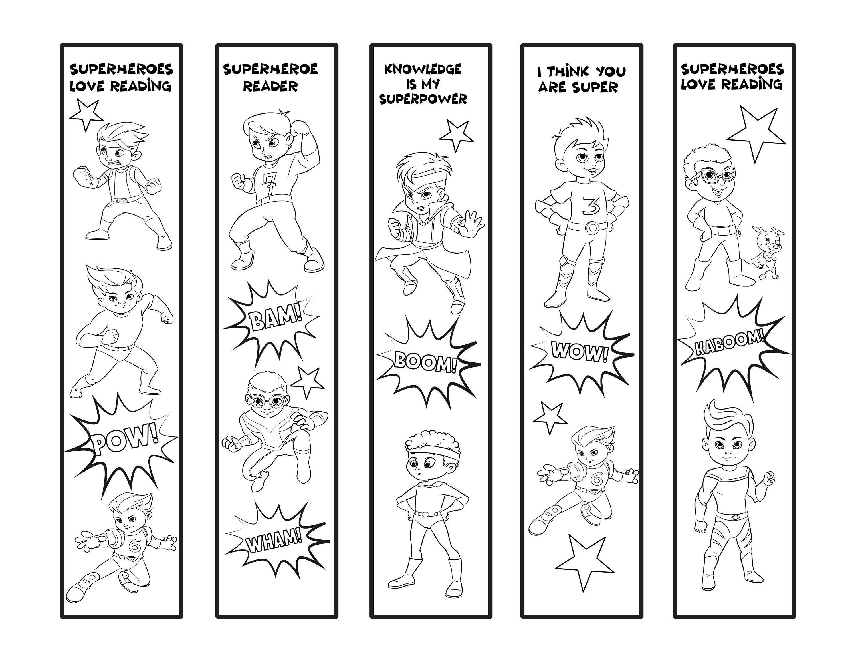 10 Printable Superheroes Bookmarks to Colour for Kids Etsy UK
