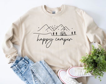 Happy Camper - Camping Vibes - Camping - Midwest - Camping sweatshirt - Gift for her - Gift for him - Comfy Sweatshirt