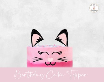 Cat Face Cake Topper, Birthday Cake Topper, Kitten Party Decoration