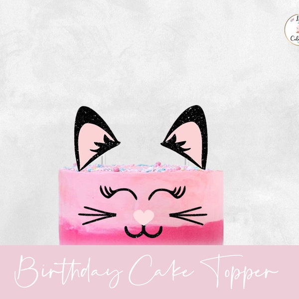 Cat Face Cake Topper, Birthday Cake Topper, Kitten Party Decoration