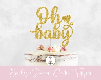 Oh Baby Cake Topper | Baby Shower Decor | Glitter Topper |  Gender Reveal Party