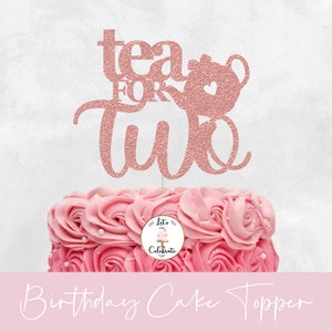 Tea for Two Cake Topper Second Birthday Cake Topper Tea Party image 1