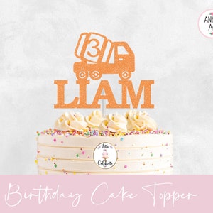 Construction Party Cake Topper, Personalized Construction Cake Toper