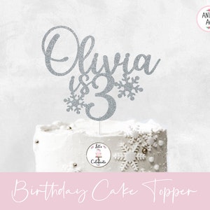 Frozen Custom Name & Age Cake Topper, Snowflake Cake Topper