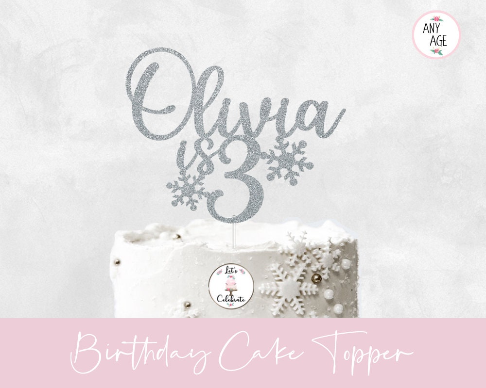 Frozen Custom Name & Age Cake Topper, Snowflake Cake Topper
