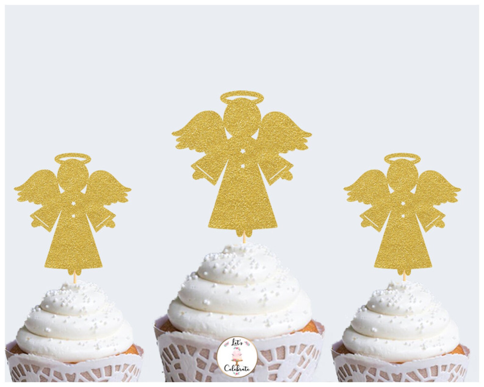 Angel Cupcake Toppers Baptism Cupcake Topper First Communion Etsy