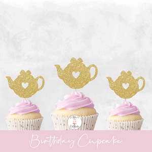 Tea for Two Cupcake Toppers, Birthday Cupcake Topper, Tea Party