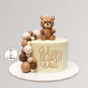 We Can Bearly Wait Cake Charm, Bear Baby Shower Cake Charm, Bear Theme Cake Decoration