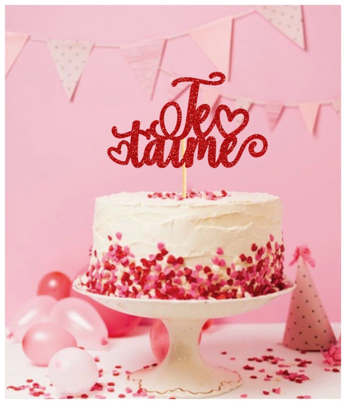 Je T'aime Cake Topper Valentine's Day Cake Topper Etsy Canada