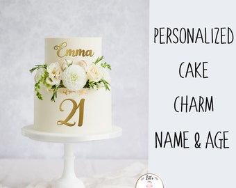 Cake Charm Personalized Name & Age, Cake Decoration