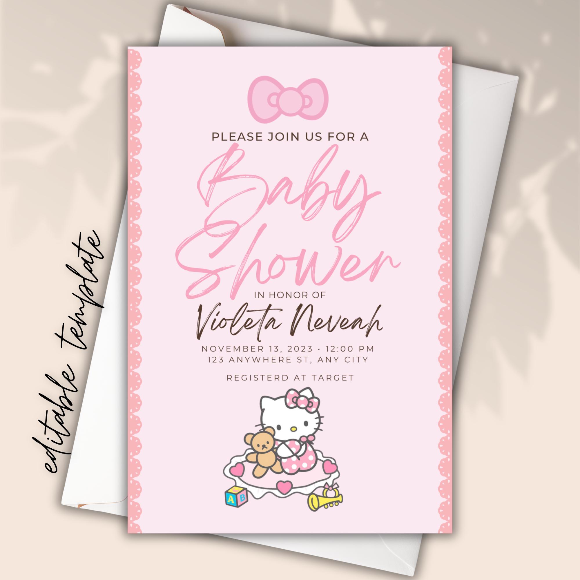 Kitty Baby Shower Invitation Editable Digital, Baby Shower Invitation ...