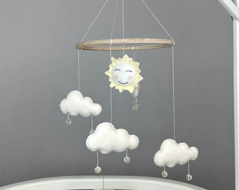 Baby mobile neutral Crib mobile nursery Cloud mobile Sunshine mobile Nursery mobile Hanging felt mobile Personalized mobile