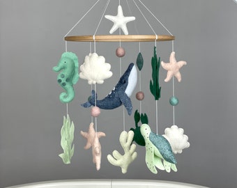 Nautical mobile neutral Ocean baby mobile crib Under the sea mobile baby Whale mobile Ocean nursery decor Nautical baby shower