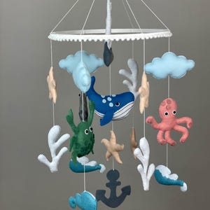 Ocean crib mobile Nautical nursery Neutral mobile Under the sea mobile Whale baby mobile Sea creature mobile Ship mobile Ocean baby shower