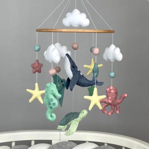Ocean baby mobile neutral Sea creature mobile Under the sea nursery mobile Nautical crib mobile