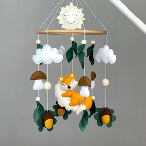 Woodland baby mobile Woodland nursery decor Fox mobile crib Forest mobile Mushrooms mobile Mobile for baby girl Woodland baby shower