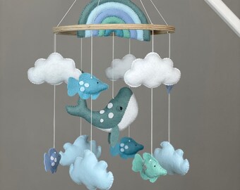 Mobile bébé garçon baleine décor de chambre d'enfant mobile arc-en-ciel de poisson mobile berceau nautique baleine bleu mobile côtier mobile shower de bébé océan