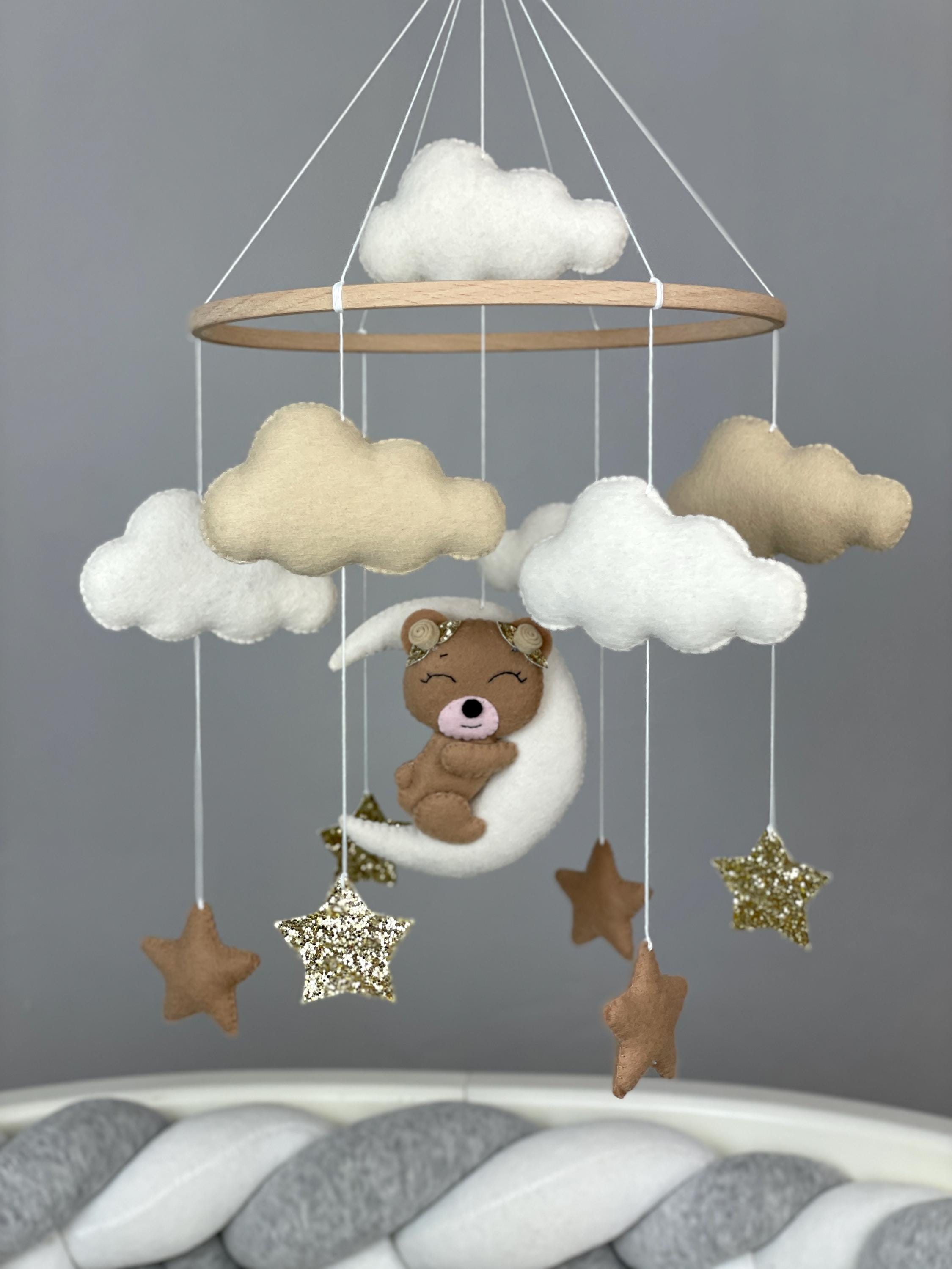 Bear Baby Mobile Crib Teddy Bear Nursery Decor Felt Hanging Mobile ...