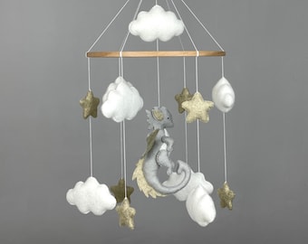 Dragon baby mobile Dragon nursery decor Fantasy mobile Felt dragon mobile Dragon crib mobile Dragon baby shower