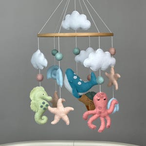Ocean baby mobile neutral Under the sea nursery mobile Whale crib mobile Nautical baby mobile