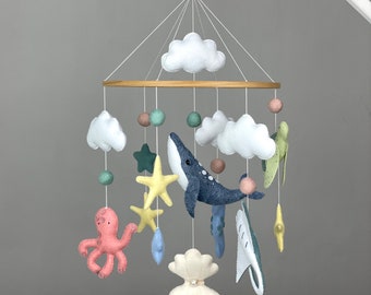 Ocean baby mobile neutral Sea creature mobile Under the sea nursery mobile Nautical crib mobile