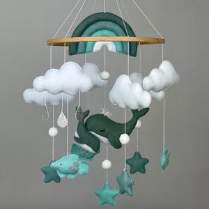 Ocean baby mobile for crib Felt whale mobile Nautical nursery Fish mobile Baby mobile neutral Baby crib mobile Ocean baby shower