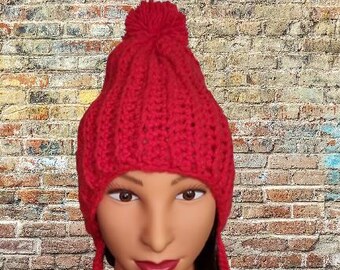 Bonnet d'hiver à pompons en grosse maille au crochet