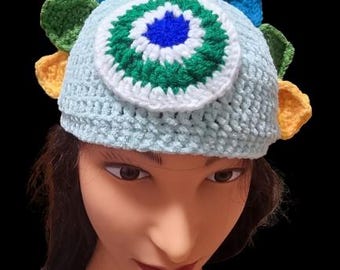 Casquette faite main de crâne de dragon au crochet, chapeau de fantaisie d'enfants