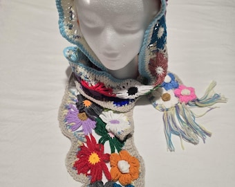 Écharpe florale au crochet faite main, thème de l'art ajouré