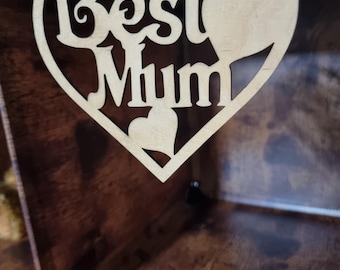Plaque coeur en bois faite main, inscription « maman », cadeau de fête des mères