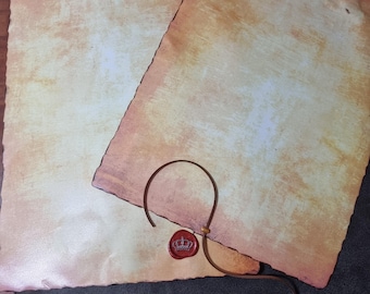 Rouleau vintage, format A3, cire à cacheter, cordon en daim