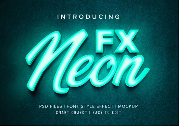 Download 3d neon font style effect mockup Premium | Etsy