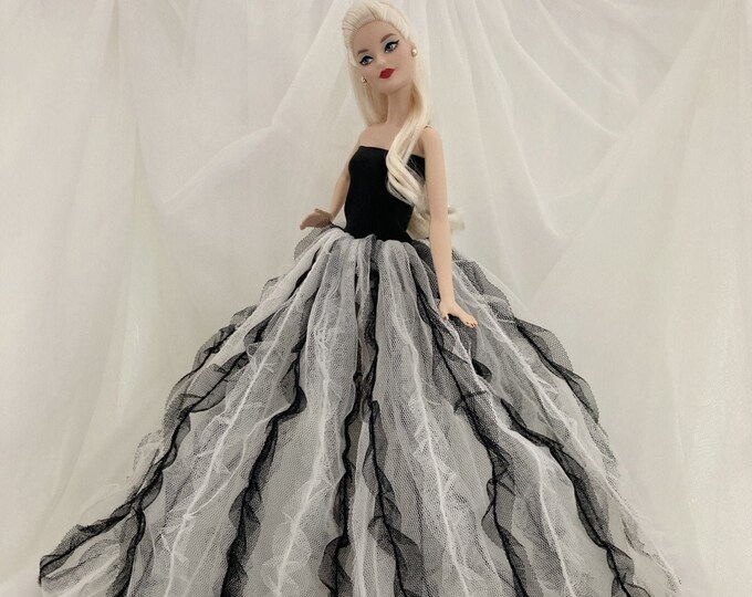 Black& White Dress Black Veil Set Barbie Wedding Dress - Etsy