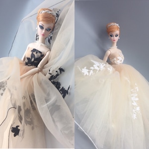 Silkstone Dress Light Apricot Dress for Doll Wedding Dress Long