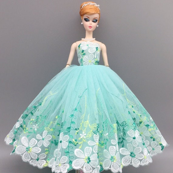 Dolls & Action Figures Barbie Clothes Barbie party dress mint green dress Barbie party ballgown