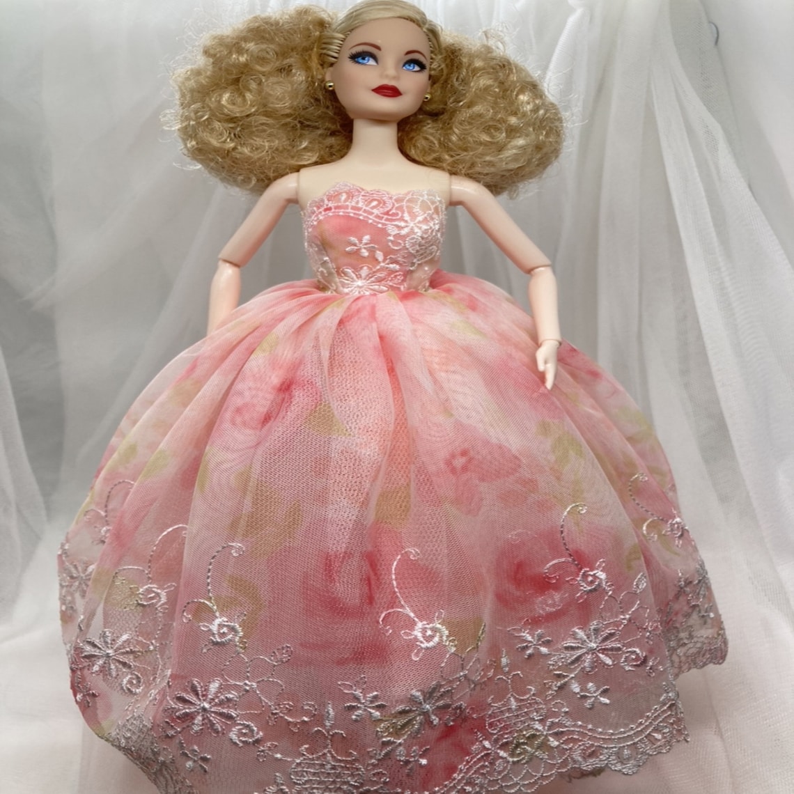 Barbie party dress pink dress Barbie party ballgown flower | Etsy