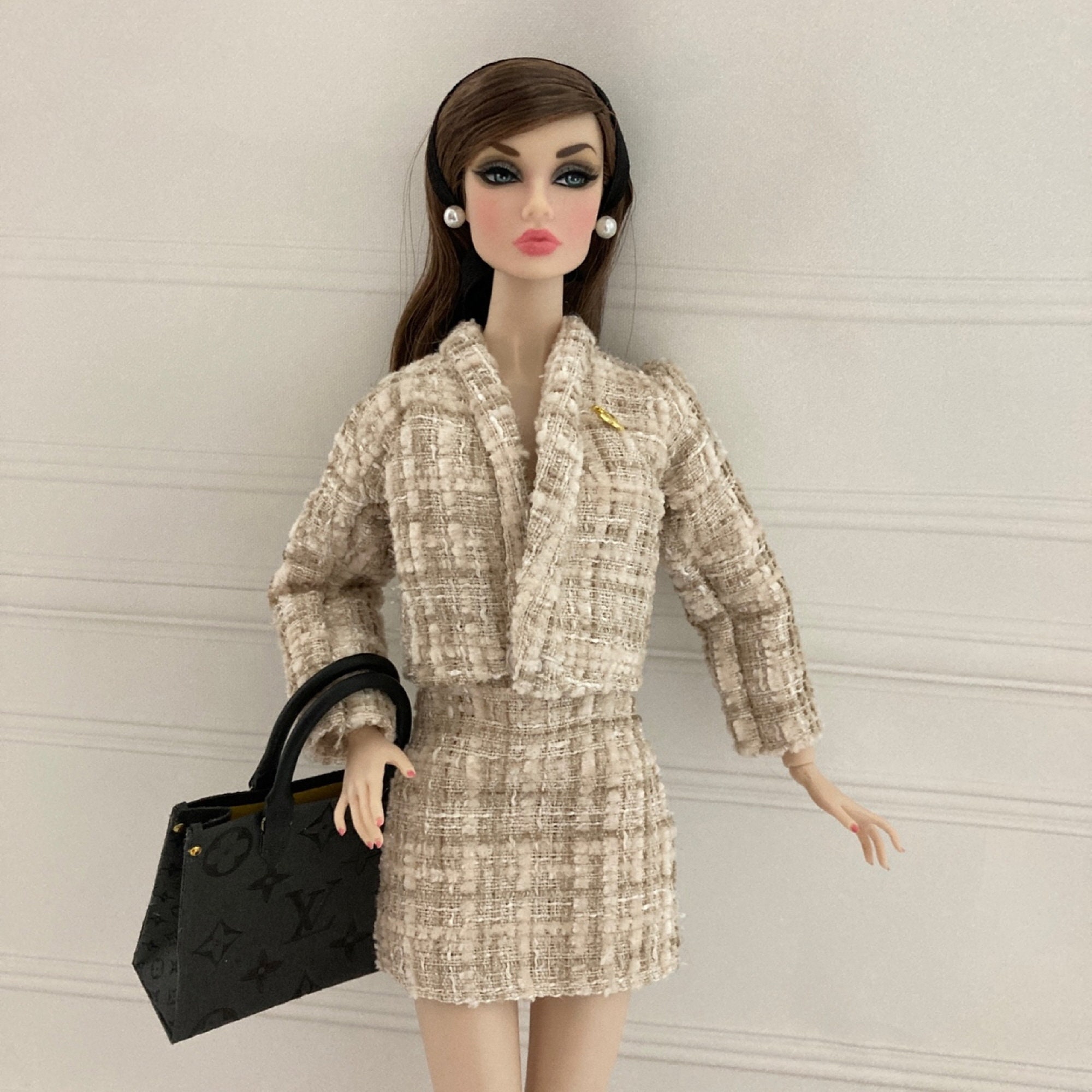 2color Doll Clothes Gold-decorated Tweed Jacket Fits Silkstone -   Denmark