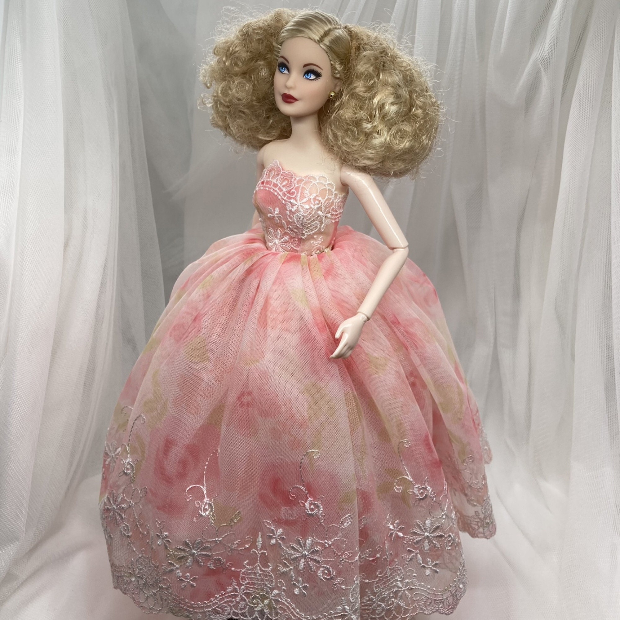 Barbie party dress pink dress Barbie party ballgown flower | Etsy
