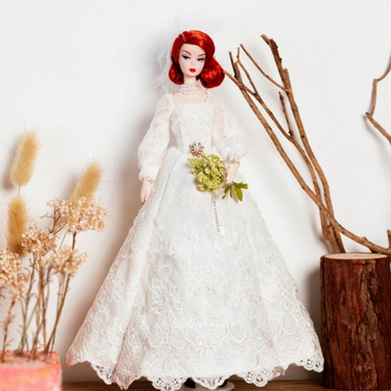 Doll White Dress Wedding Dress Veil Set, Fits Barbie Ballgown, for Barbie  Doll Clothes, Barbie Bridal,1/6doll,silkstone,poppyparker 